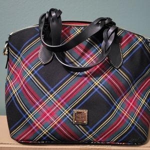 Dooney & Bourke Black Tartan Plaid Large Celeste Satchel